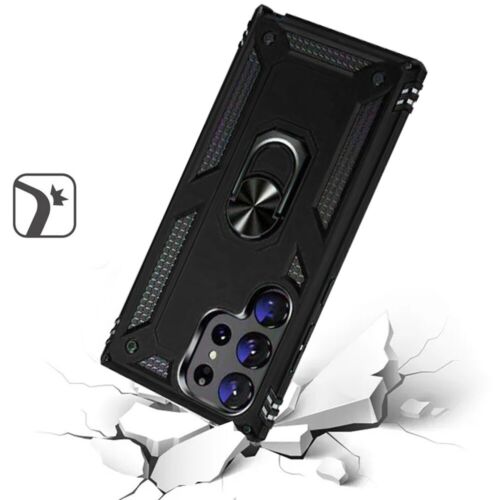 Protectores para celular  para Samsung  S23 Ultra Funda reforzada con anillo v2 Negro